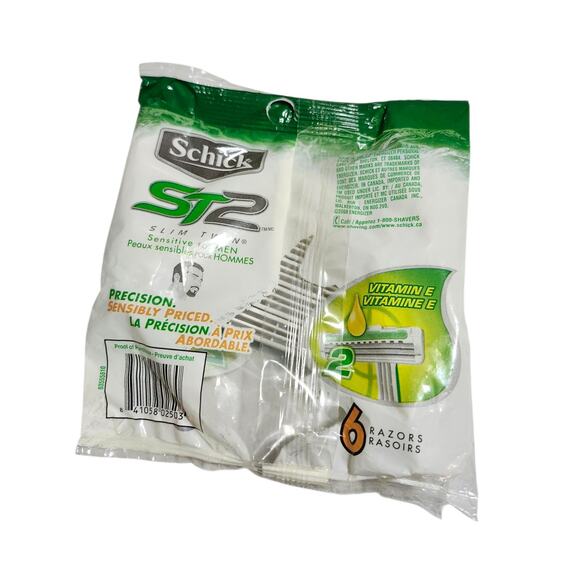 Schick ST2 Slim Twin Sensitive Skin Disposable Razors 6 Count - Picture 4 of 4